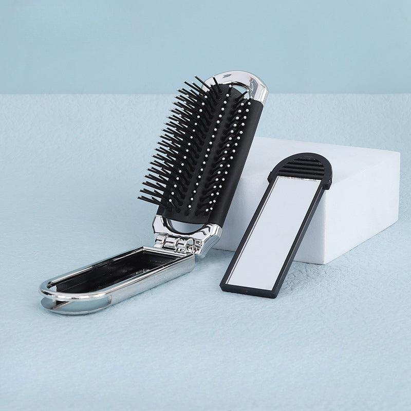 Portable Folding Hairbrush Mirror Set Airbag Massage Comb Small Makeup Mirror