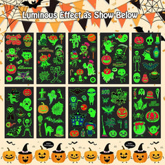 10 Sheets Glow Halloween Temporary Tattoos Birthday Party Decorations