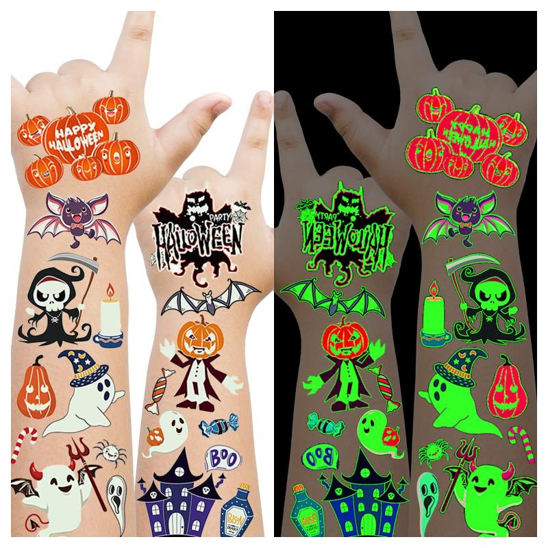 10 Sheets Glow Halloween Temporary Tattoos Birthday Party Decorations