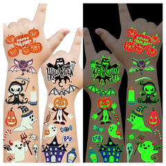 10 Sheets Glow Halloween Temporary Tattoos Birthday Party Decorations