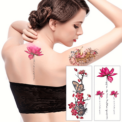 10 Sheets Waterproof Temporary Tattoo Stickers - Plum Blossom Orchid Chrysanthem