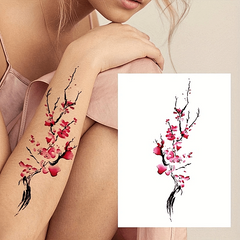10 Sheets Waterproof Temporary Tattoo Stickers - Plum Blossom Orchid Chrysanthem