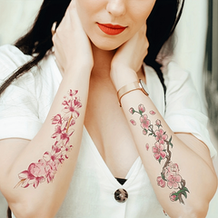 10 Sheets Waterproof Temporary Tattoo Stickers - Plum Blossom Orchid Chrysanthem
