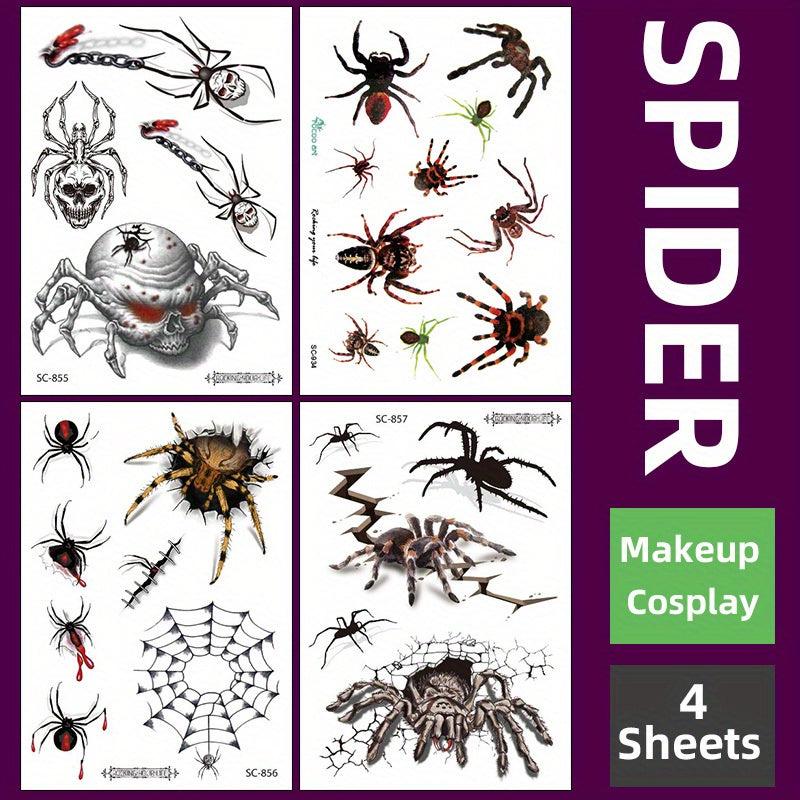 Realistic 3D Spider Temporary Tattoo Stickers for Halloween