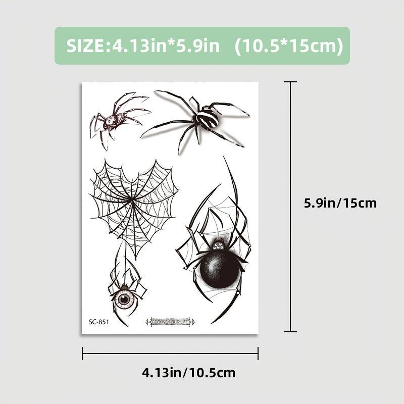 Realistic 3D Spider Temporary Tattoo Stickers for Halloween
