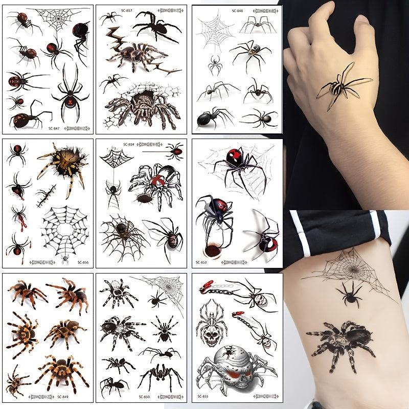 Realistic 3D Spider Temporary Tattoo Stickers for Halloween