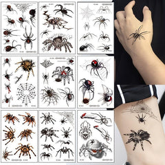 Realistic 3D Spider Temporary Tattoo Stickers for Halloween