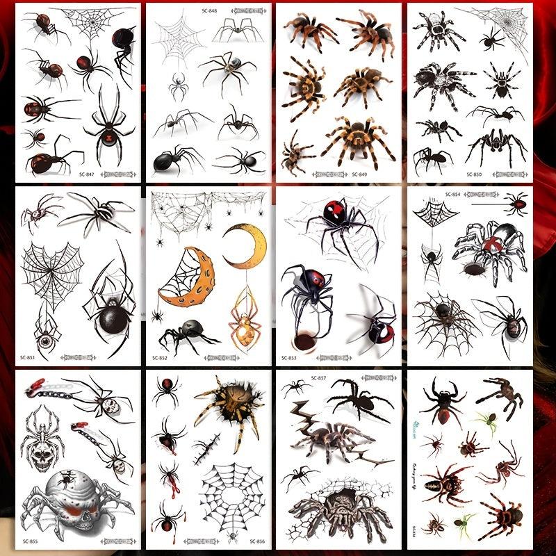 Realistic 3D Spider Temporary Tattoo Stickers for Halloween