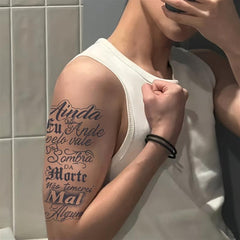 Herbal Juice Tattoo Sticker Cursive English Waterproof