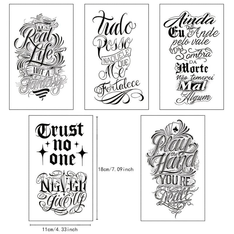 Herbal Juice Tattoo Sticker Cursive English Waterproof