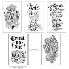 Herbal Juice Tattoo Sticker Cursive English Waterproof