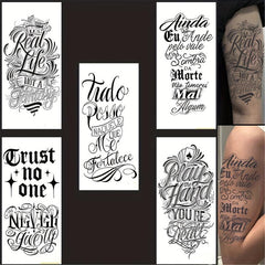 Herbal Juice Tattoo Sticker Cursive English Waterproof