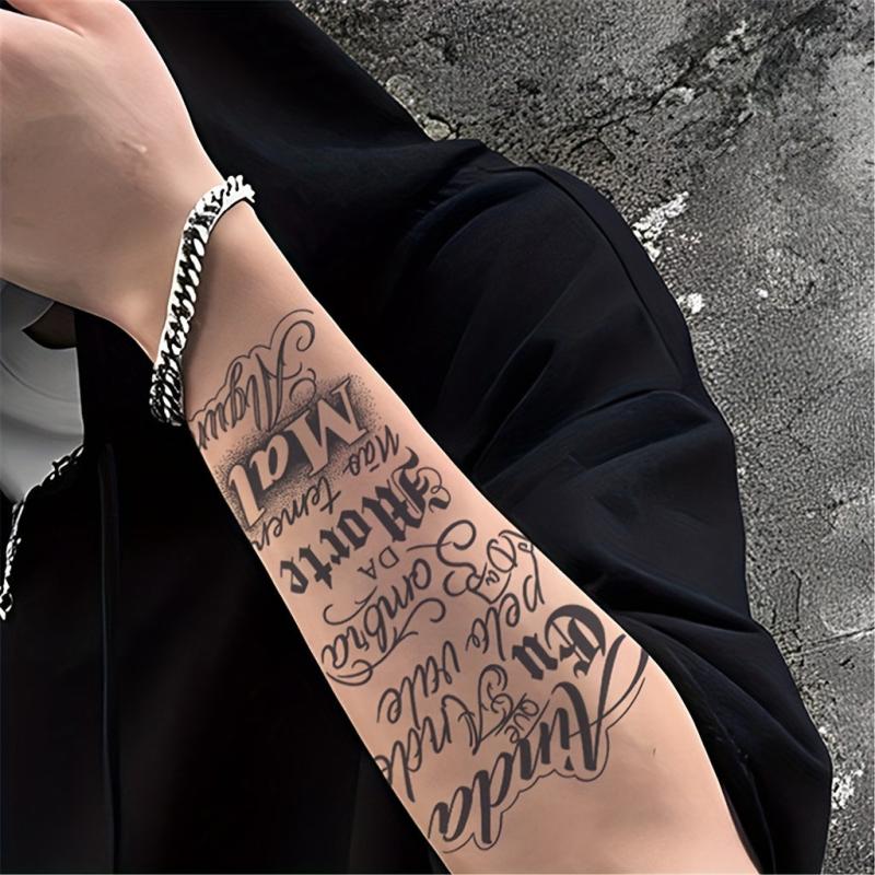 Herbal Juice Tattoo Sticker Cursive English Waterproof