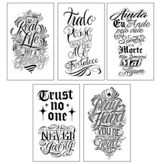 Herbal Juice Tattoo Sticker Cursive English Waterproof