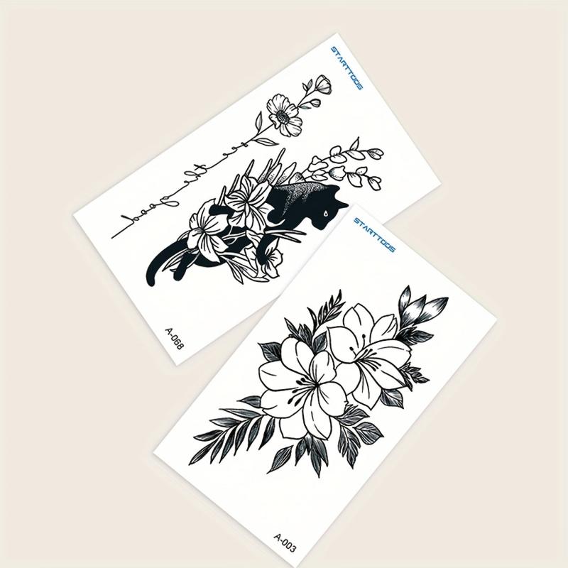 2PCS Animal Flower Wrist Arm Temporary Tattoo Stickers