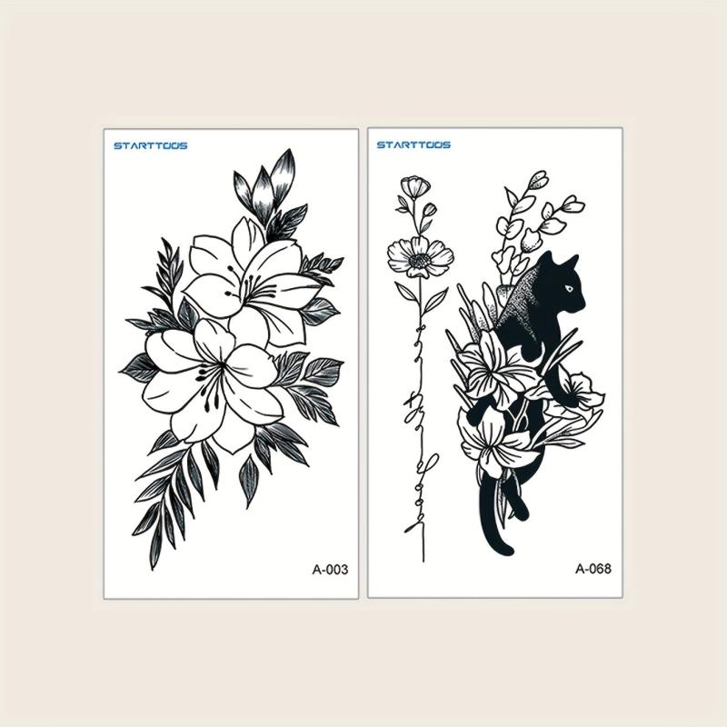 2PCS Animal Flower Wrist Arm Temporary Tattoo Stickers