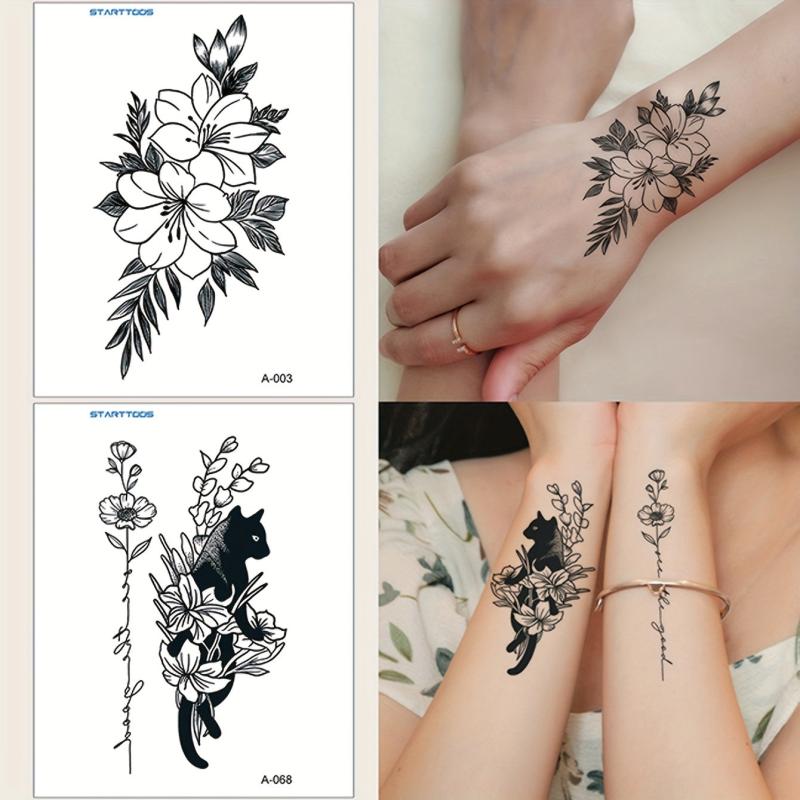 2PCS Animal Flower Wrist Arm Temporary Tattoo Stickers