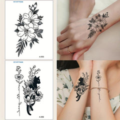 2PCS Animal Flower Wrist Arm Temporary Tattoo Stickers