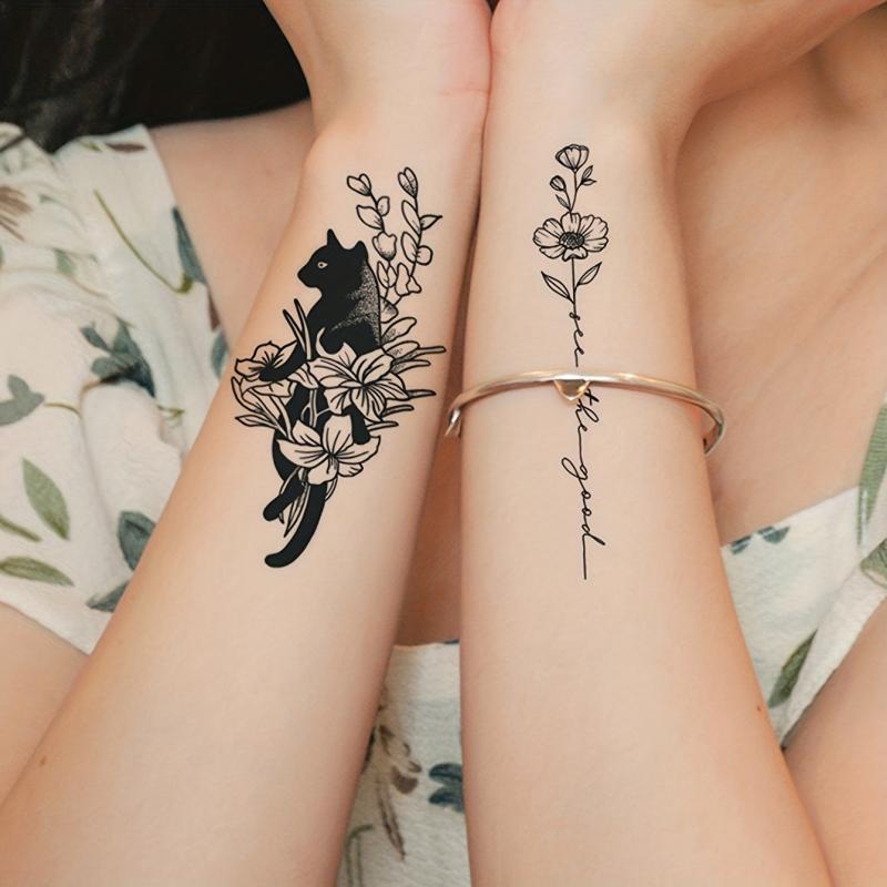 2PCS Animal Flower Wrist Arm Temporary Tattoo Stickers
