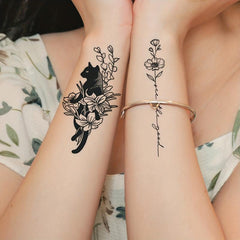 2PCS Animal Flower Wrist Arm Temporary Tattoo Stickers