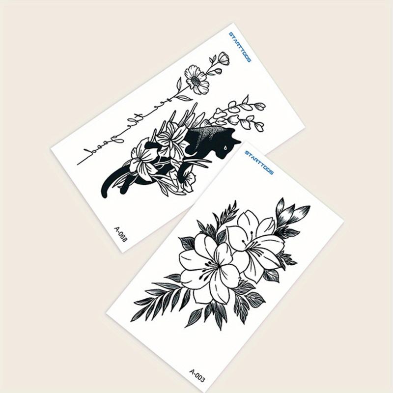 2PCS Animal Flower Wrist Arm Temporary Tattoo Stickers