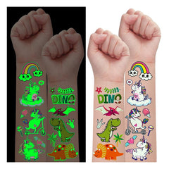 Luminous Temporary Tattoos Glow Unicorn and Dinosaur