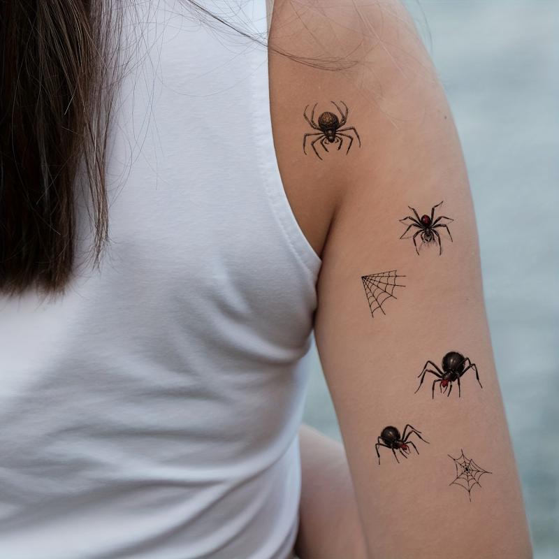 10pcs Halloween Spider Tattoo Stickers Waterproof Temporary Tattoos