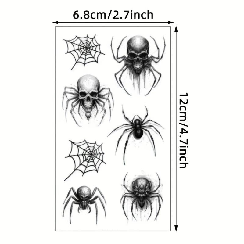 10pcs Halloween Spider Tattoo Stickers Waterproof Temporary Tattoos