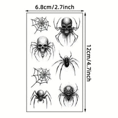 10pcs Halloween Spider Tattoo Stickers Waterproof Temporary Tattoos