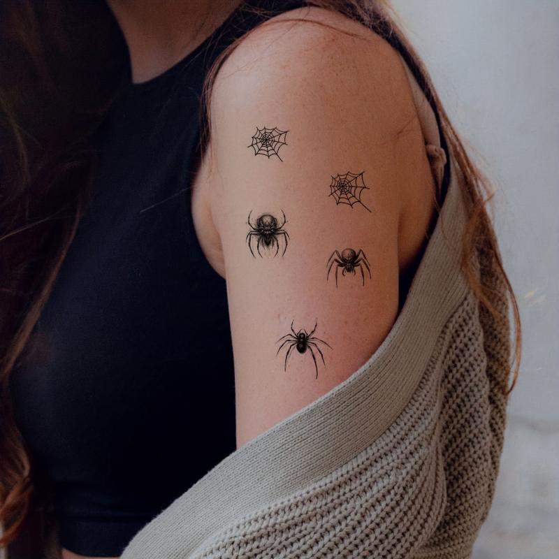 10pcs Halloween Spider Tattoo Stickers Waterproof Temporary Tattoos