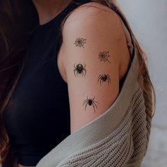 10pcs Halloween Spider Tattoo Stickers Waterproof Temporary Tattoos