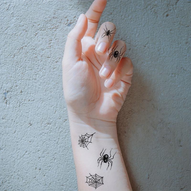 10pcs Halloween Spider Tattoo Stickers Waterproof Temporary Tattoos