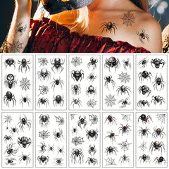 10pcs Halloween Spider Tattoo Stickers Waterproof Temporary Tattoos