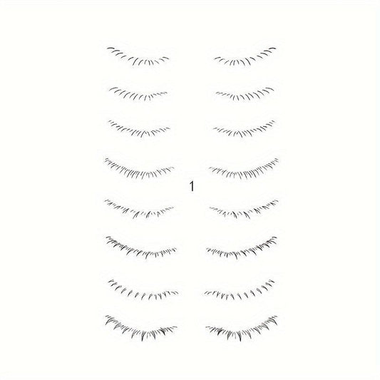 8 Pairs Realistic False Eyelash Tattoo Stickers Waterproof Long Lasting