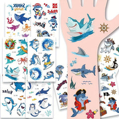 Shark Temporary Tattoos 12 Sheets Body Stickers for Ocean Sea Themed Party