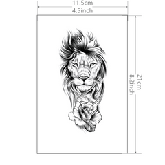 Realistic Lion & Rose Tattoo Sticker Waterproof & Long Lasting Arm Leg Body Art
