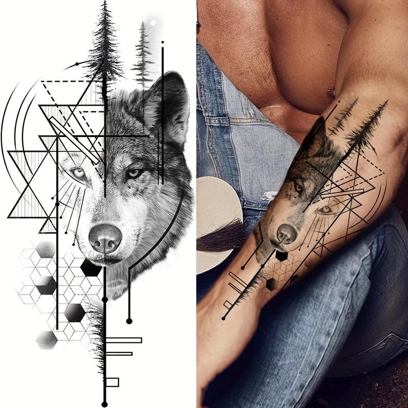Forest Wolf Temporary Tattoos Waterproof Stickers for Men and Women