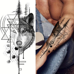 Forest Wolf Temporary Tattoos Waterproof Stickers for Men and Women