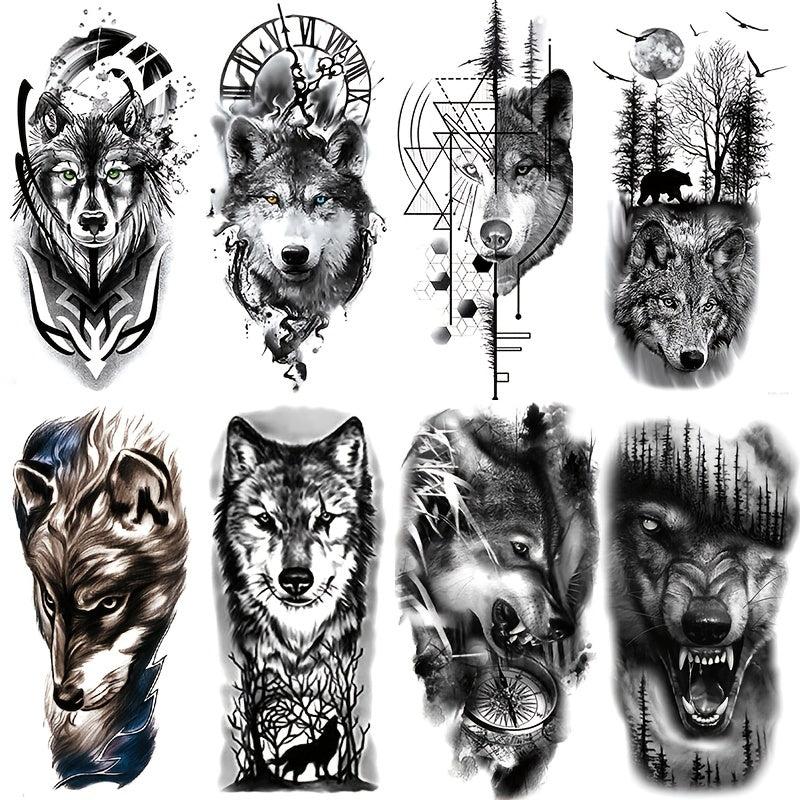 Forest Wolf Temporary Tattoos Waterproof Stickers for Men and Women