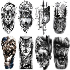 Forest Wolf Temporary Tattoos Waterproof Stickers for Men and Women