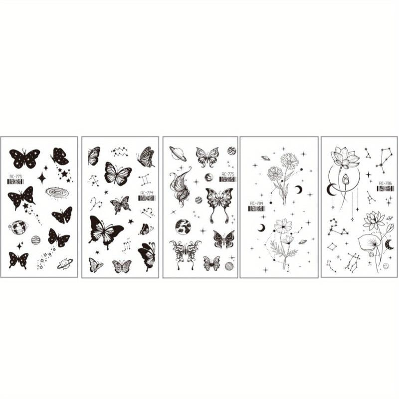 Waterproof Butterfly and Flower Temporary Tattoo Stickers for Women