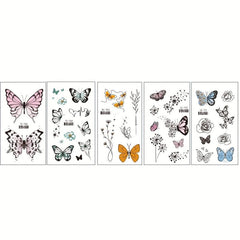 Waterproof Butterfly and Flower Temporary Tattoo Stickers for Women