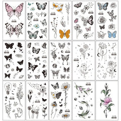 Waterproof Butterfly and Flower Temporary Tattoo Stickers for Women