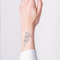 3 Little Flowers Tattoo Stickers - Lasts 1-2 Weeks - Herbal Juice - Waterproof