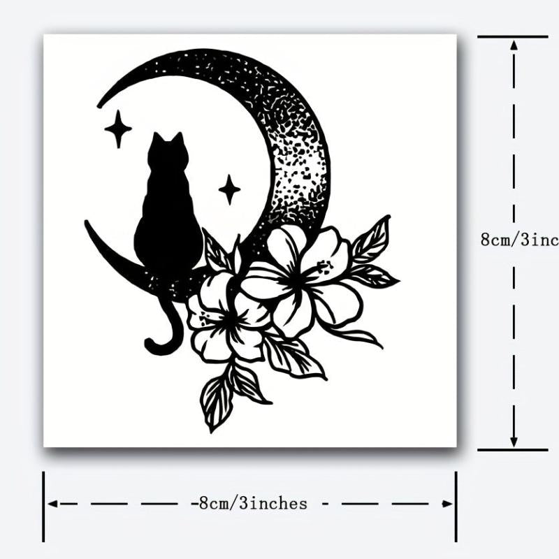 Cat Temporary Tattoo Stickers Herbal Juice Tattoo Lasting 1-2 Weeks