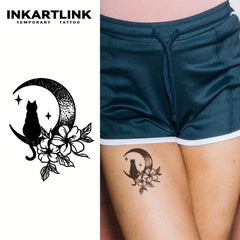 Cat Temporary Tattoo Stickers Herbal Juice Tattoo Lasting 1-2 Weeks