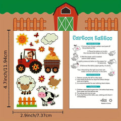 Glow Farm Animal Birthday Party Temporary Tattoos 12 Sheets