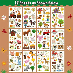 Glow Farm Animal Birthday Party Temporary Tattoos 12 Sheets