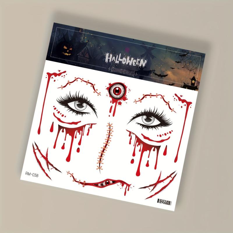 Halloween Realistic Wound Scar Blood Temporary Tattoo Sticker