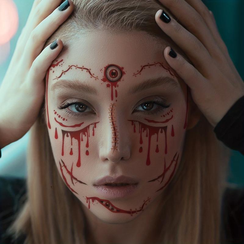 Halloween Realistic Wound Scar Blood Temporary Tattoo Sticker